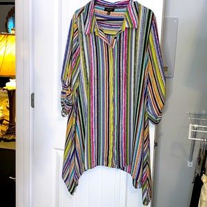 Melissa Paige 1x shark bite hem button up top